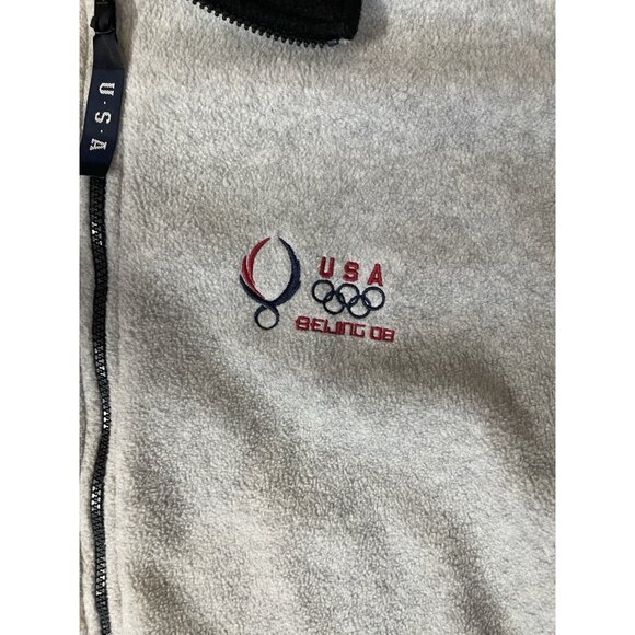 Beijing 2008 Olympics USA Fleece Jacket Medium Gray Made In USA - Picture 4 of 6